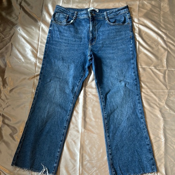 Zara Blue Flare Wide Leg Jeans - Picture 1 of 11